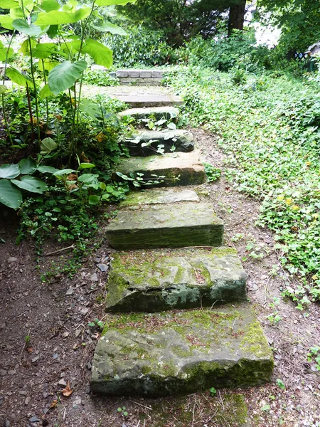 Natursteintreppe im Garten